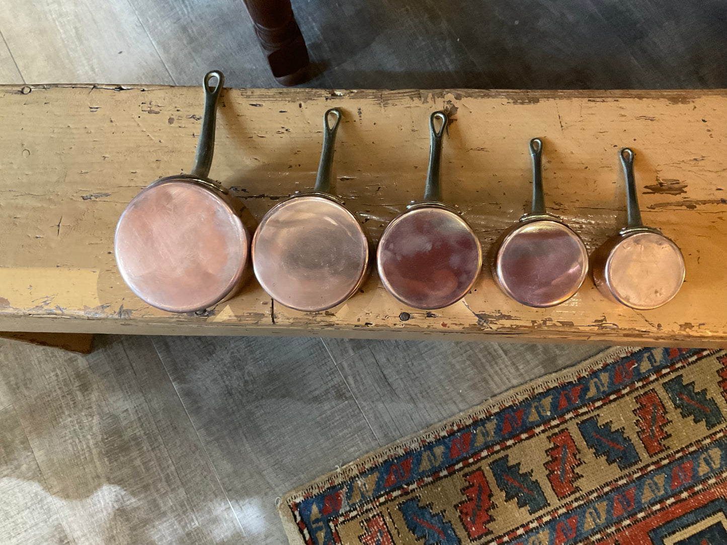 Set of 5 Small Copper Pots