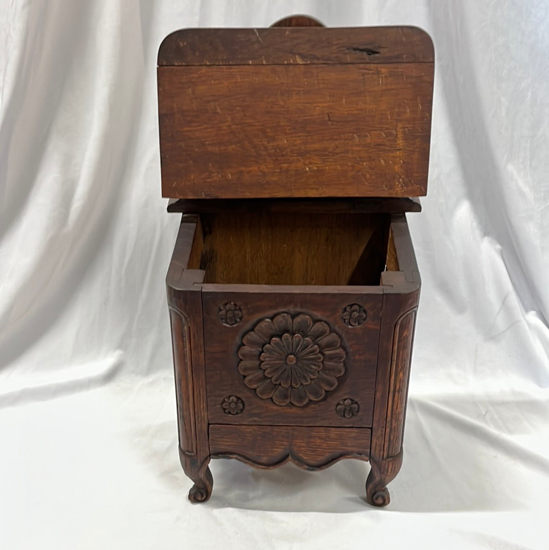 French carved oak sel (salt) box