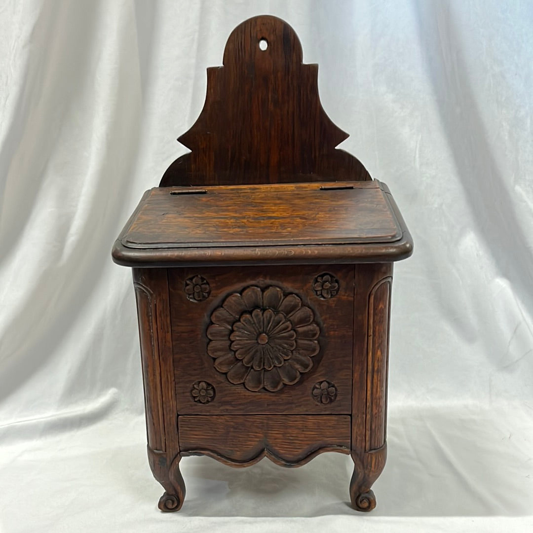 French carved oak sel (salt) box