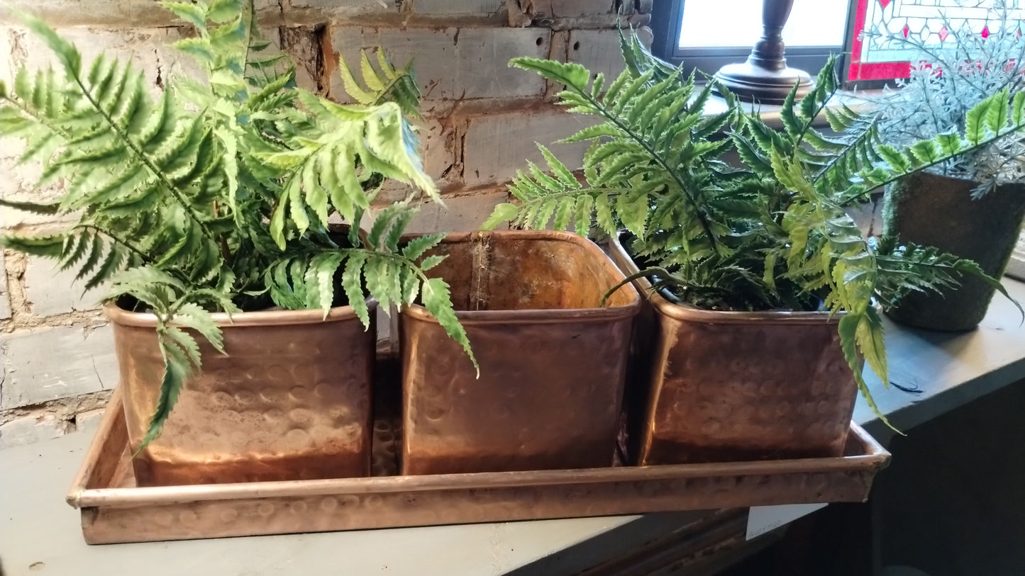 Copper Tray and 3 Receptacles