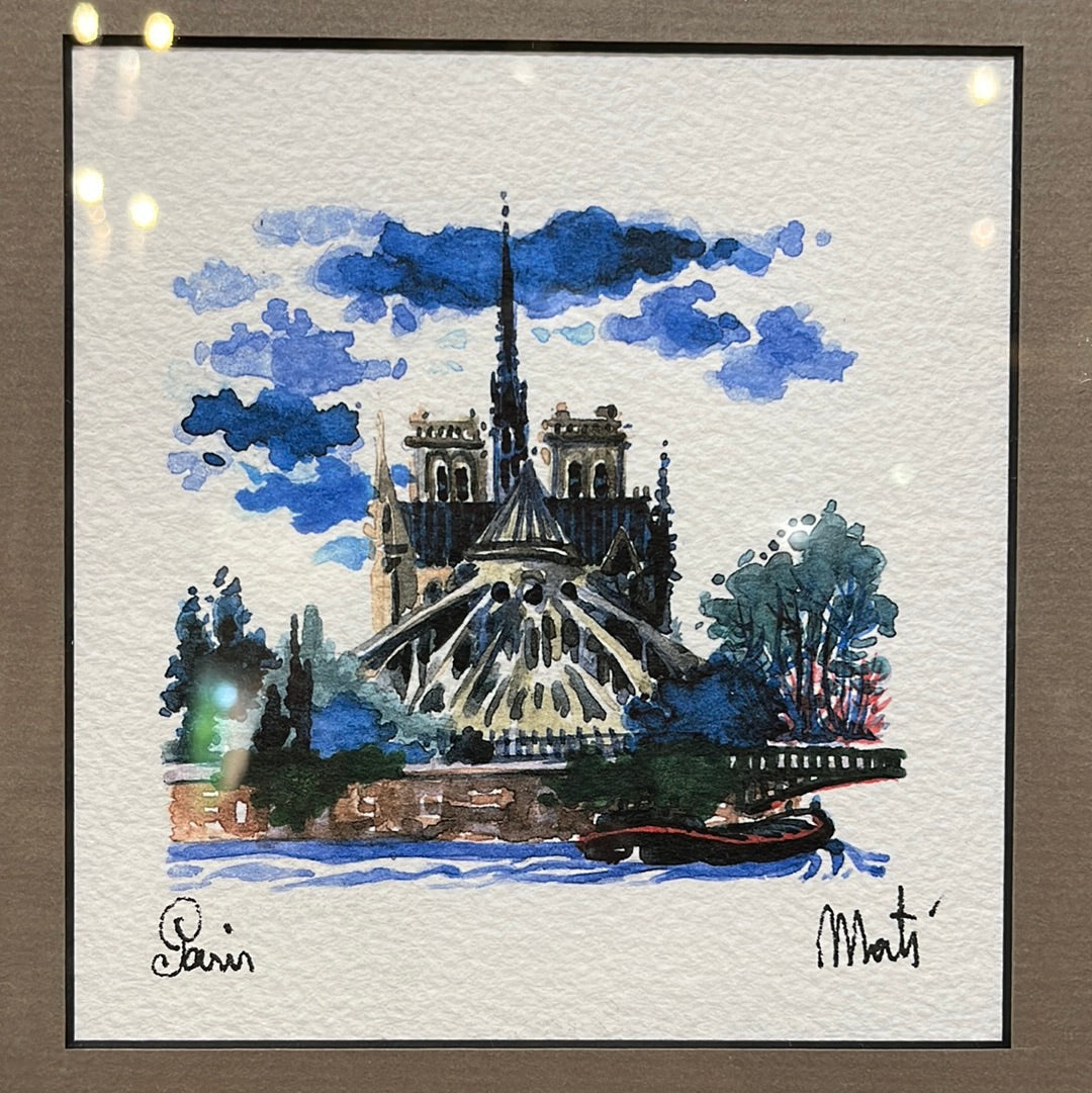 Original Pen and Water-color by Mati. Notre Dame