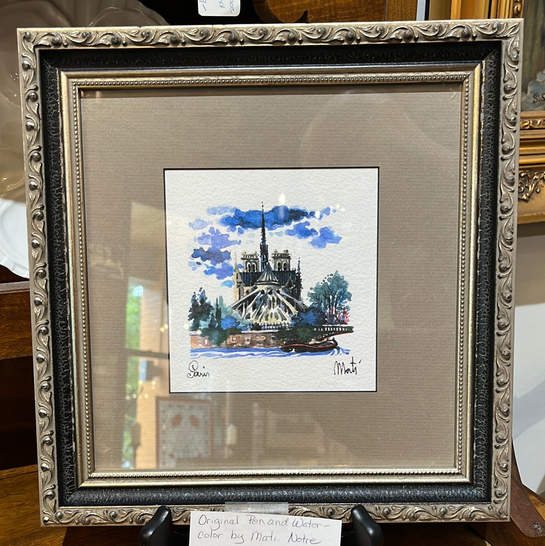 Original Pen and Water-color by Mati. Notre Dame