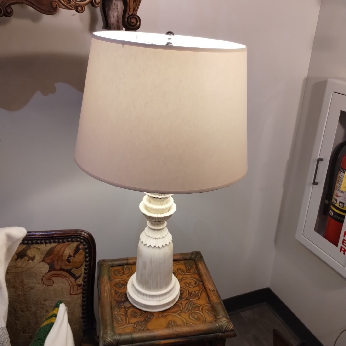 Pair White Table Lamps