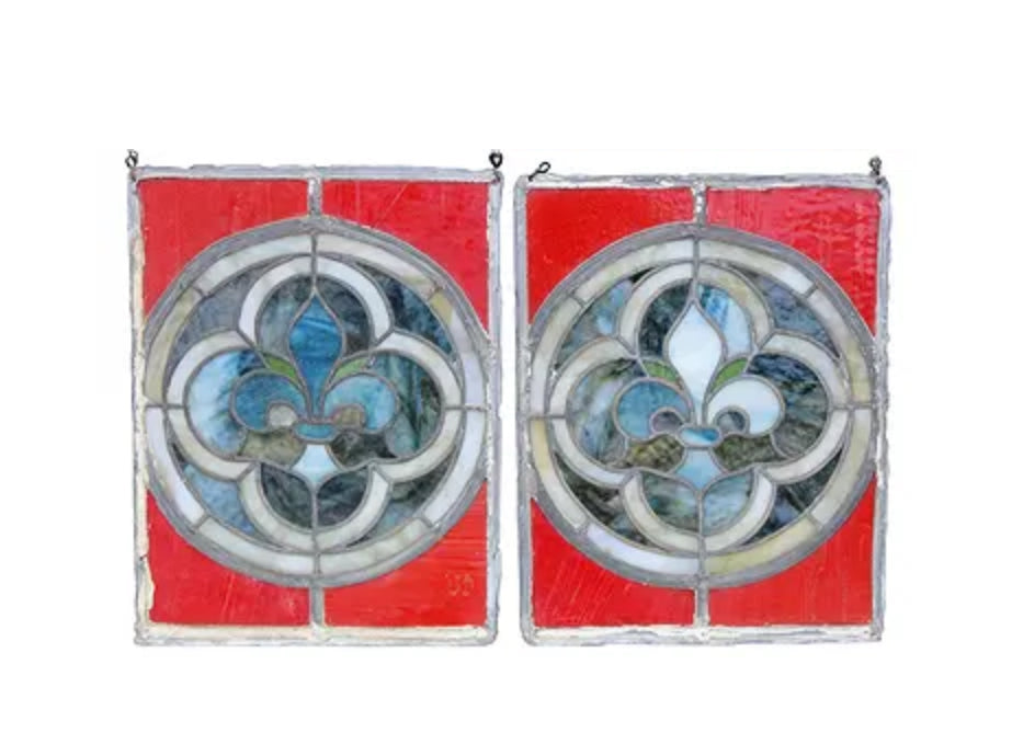 Fleur de Lys Stained Glass Panels