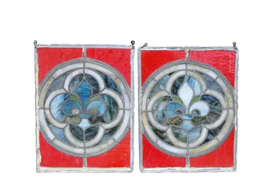 Fleur de Lys Stained Glass Panels