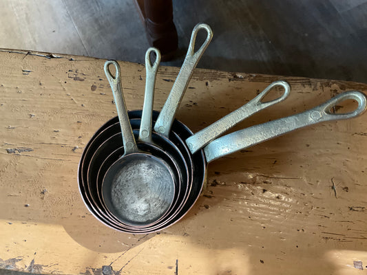 Set of 5 Small Copper Pots