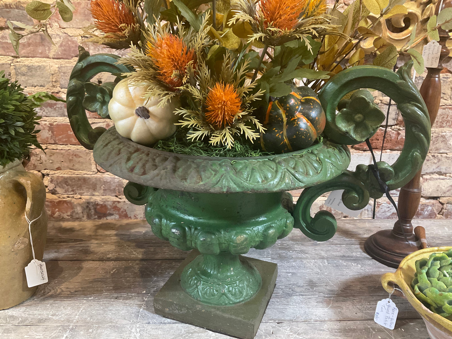 Pair Cast Iron Urns