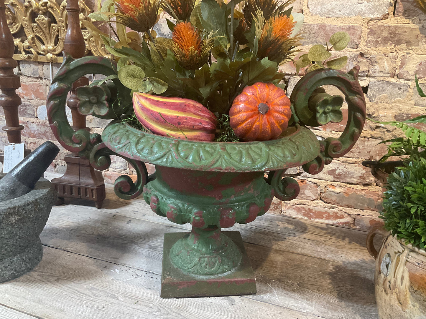 Pair Cast Iron Urns