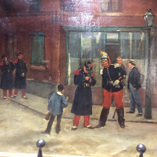 French Military Figures Oil on Canvas