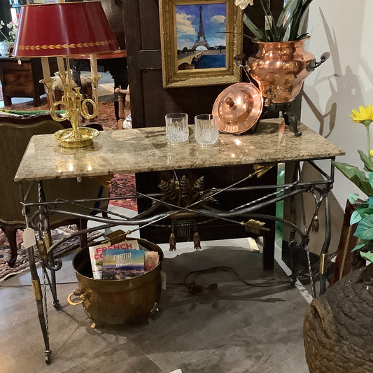 French mid century granite top consul table