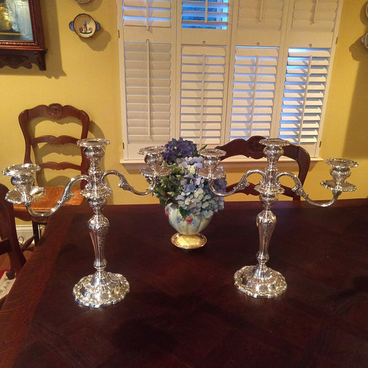Gorham Louis XV 3 light sterling silver Candelabras