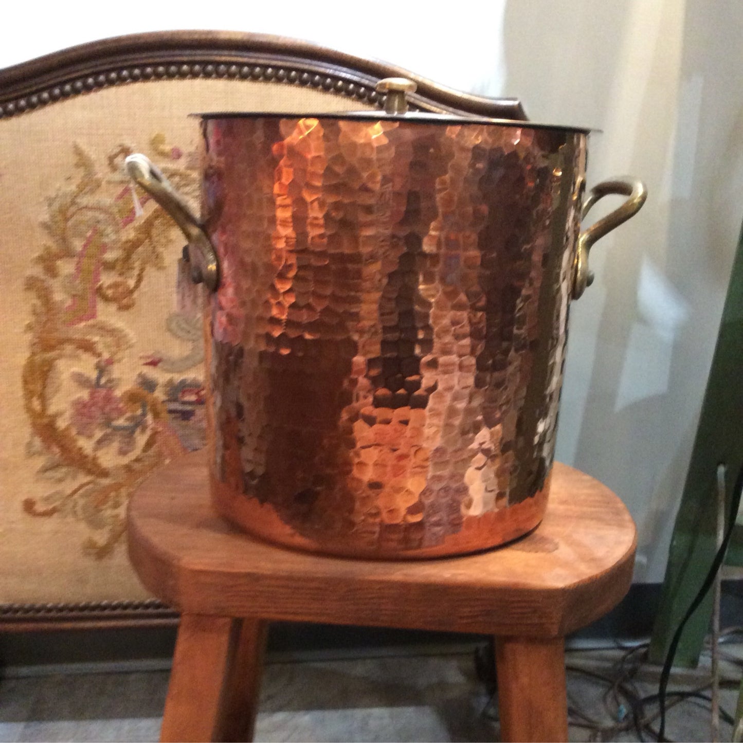 French Hammered Copper Stock Pot