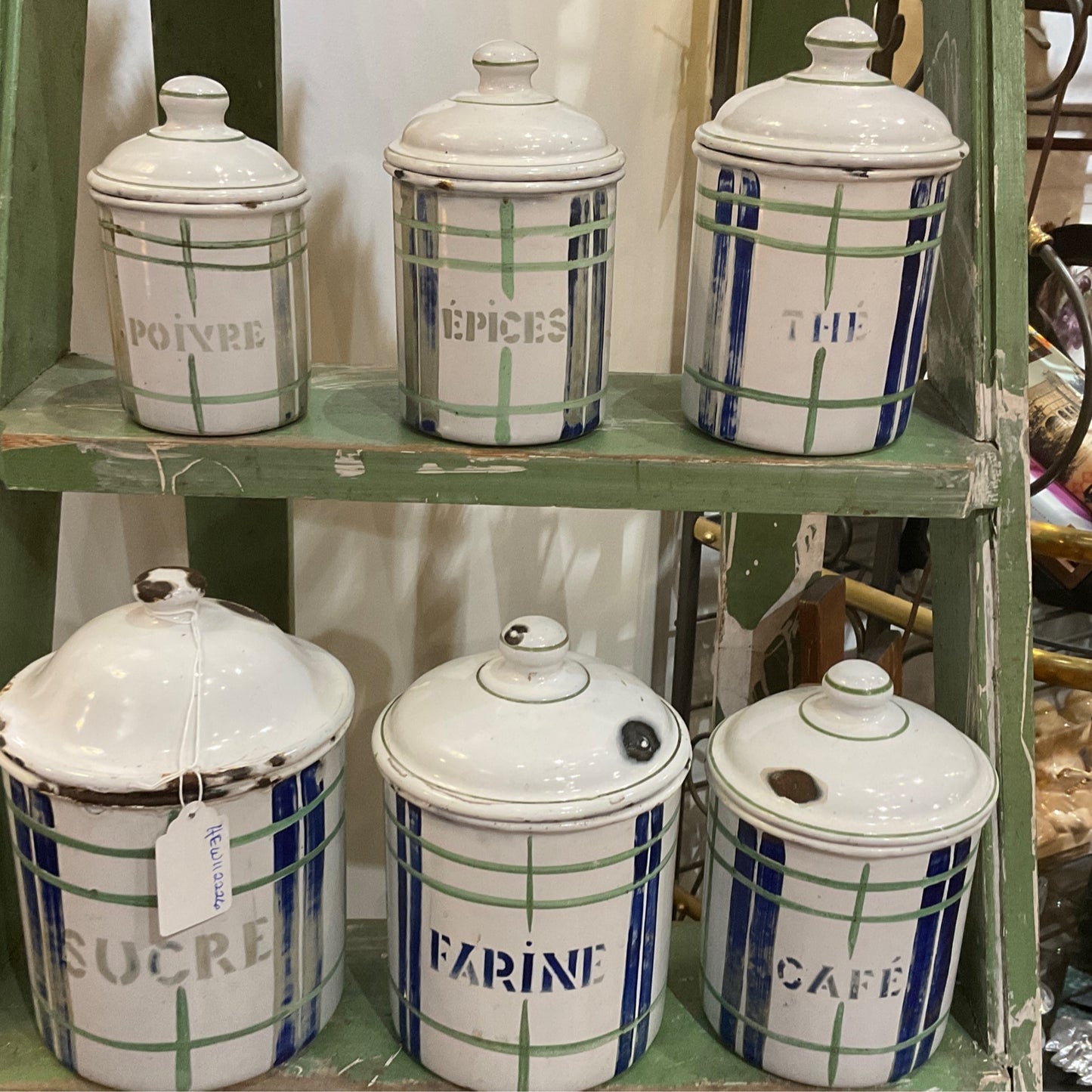 French Enamelware cannister set- 6