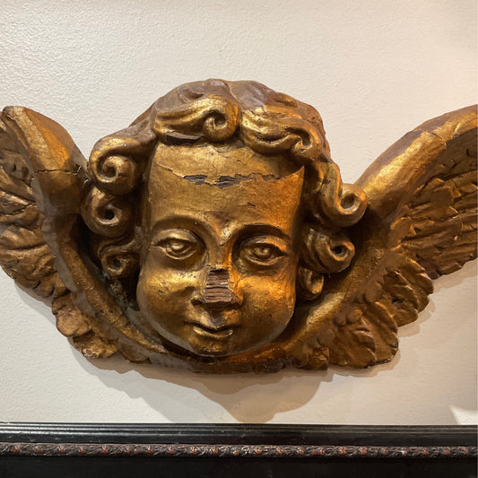 17th Century Carved and Gilded Wood Angel