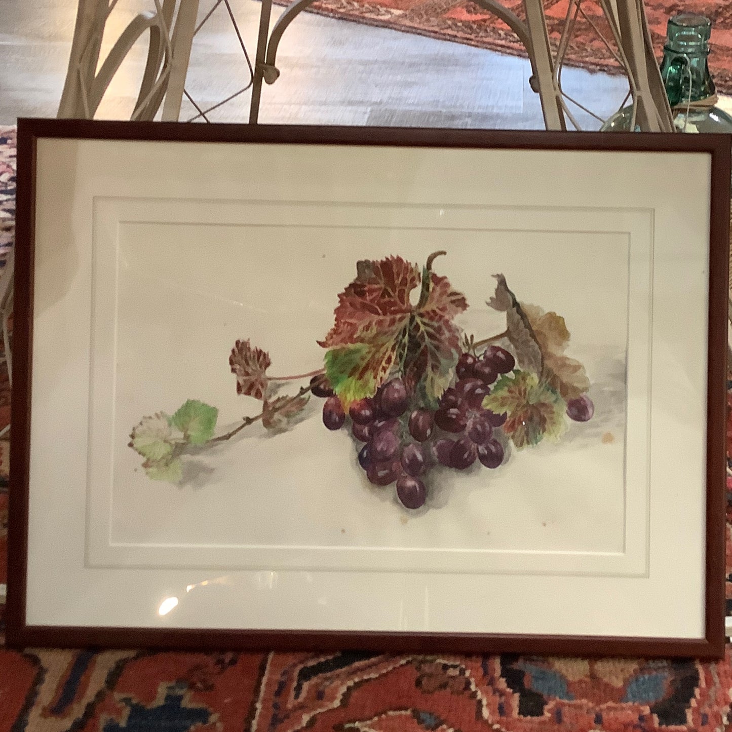 French watercolor of grapes