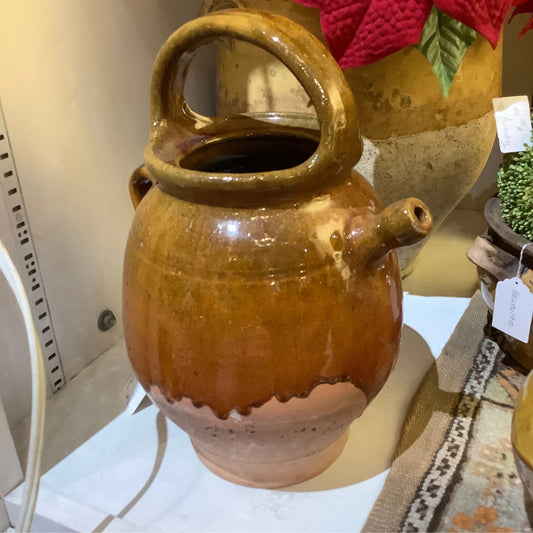 Brown semi-glazed Gargoulette (jug)