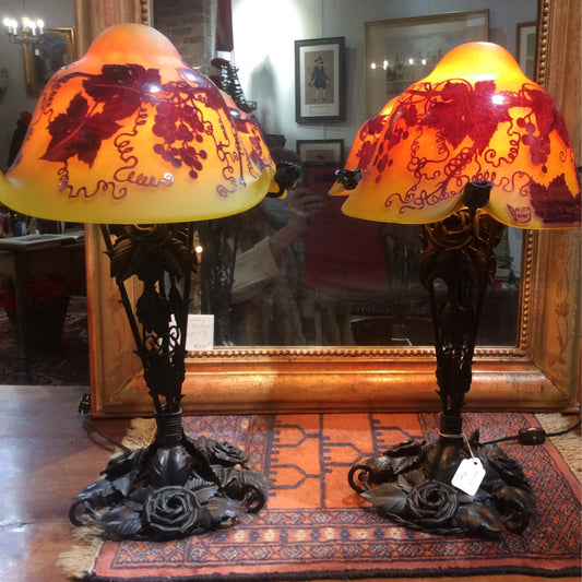 Daum Nancy Cameo Glass lamps